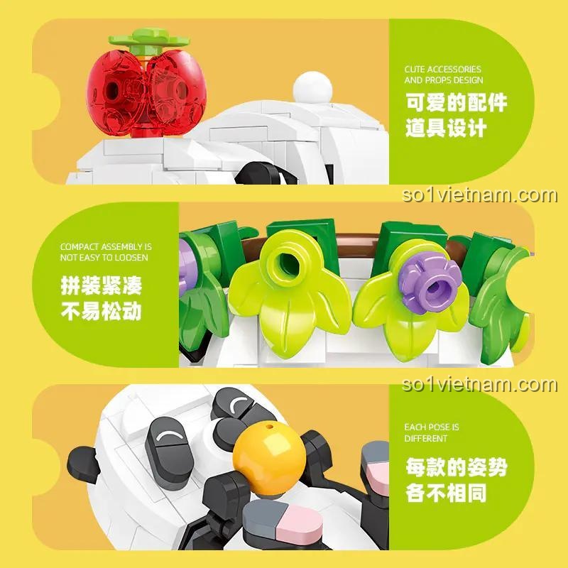 JIESTAR 59094 Bộ Lắp Ghép 6 Chú Gấu Trúc Đáng Yêu - Phụ kiện đi kèm