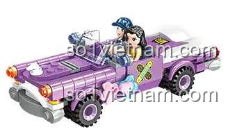 Mô hình xe JIESTAR 59236 trong bộ đồ chơi Công viên trượt ván, xe màu tím, có 2 minifigure, 252 mảnh ghép