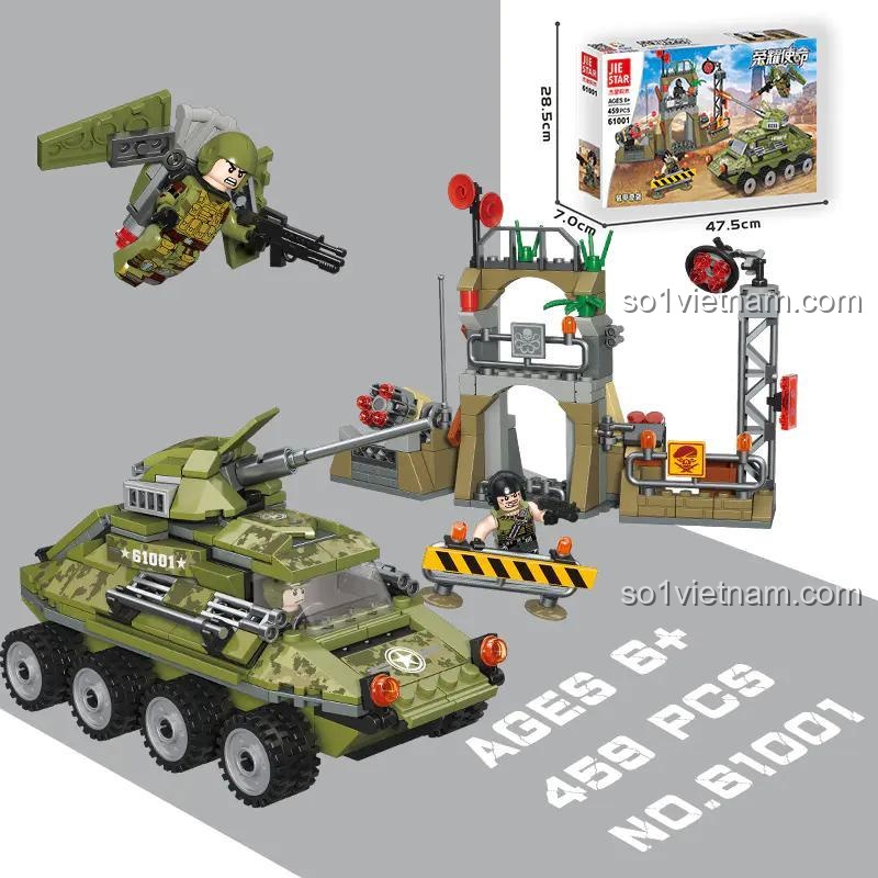 Mô hình xe tăng quân sự Glory Mission JIESTAR 61001 và kích thước hộp