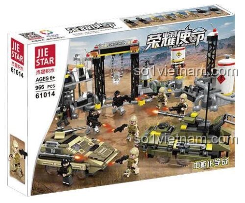 Hộp đựng bộ lắp ghép quân sự trung tâm hóa chất JIESTAR 61014, 966 chi tiết, phù hợp cho bé trai 6 tuổi