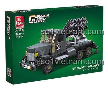 Hộp sản phẩm JIESTAR 61114 Xe Pháo Tên Lửa BM Bộ Lắp Ghép Mô Hình Quân Sự 338 Mảnh