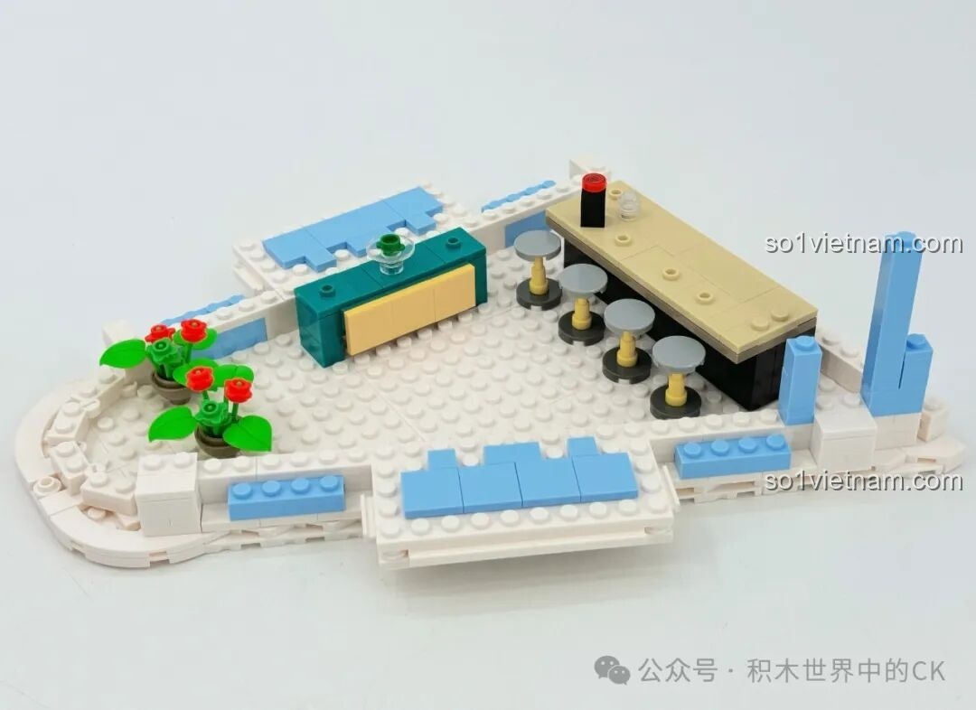 Hoàn thiện phần mái và các chi tiết trang trí trên cùng của JIESTAR 89109 Nhà hàng Hoa Anh Đào