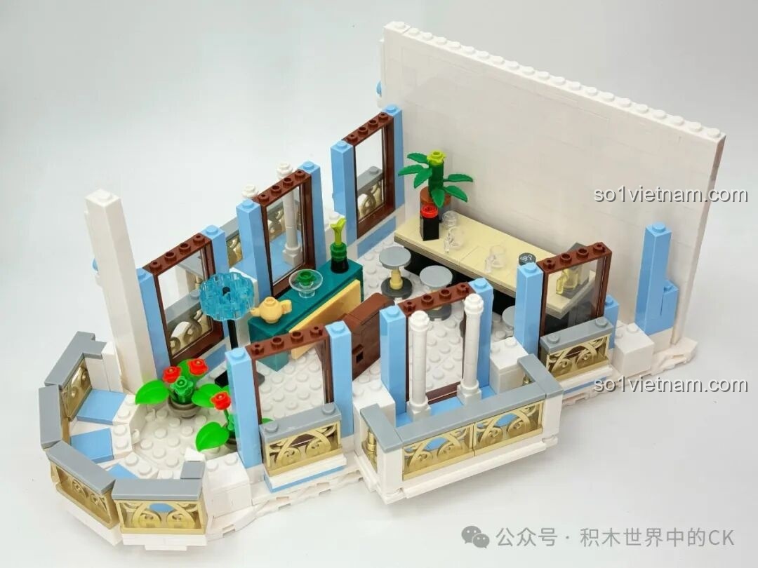 Lắp ráp chi tiết ban công tầng thượng của JIESTAR 89109 Nhà hàng Hoa Anh Đào