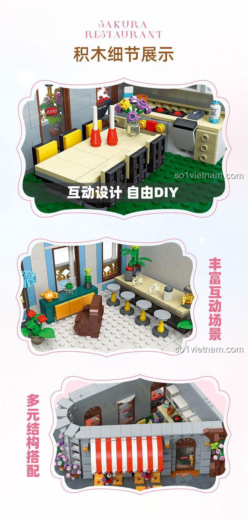 Cây hoa anh đào trong mô hình Nhà hàng Hoa Anh Đào JIESTAR 89109, bộ lắp ghép chi tiết