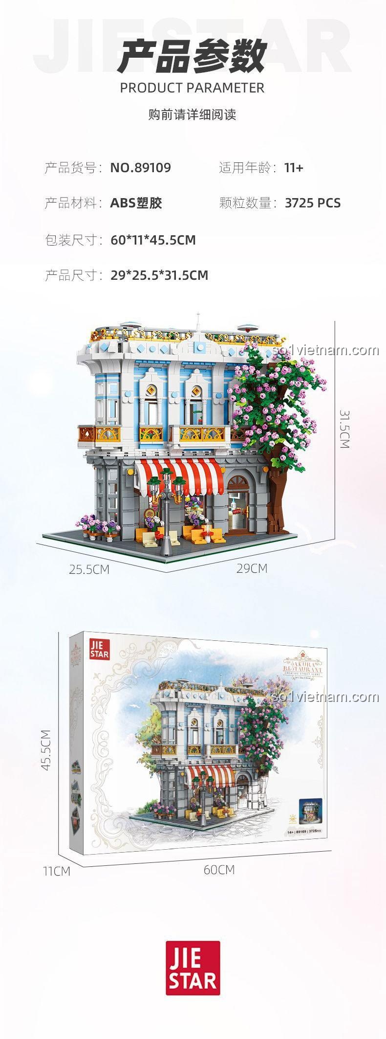 Nội thất chi tiết Nhà hàng Hoa Anh Đào JIESTAR 89109, bộ lắp ráp cao cấp