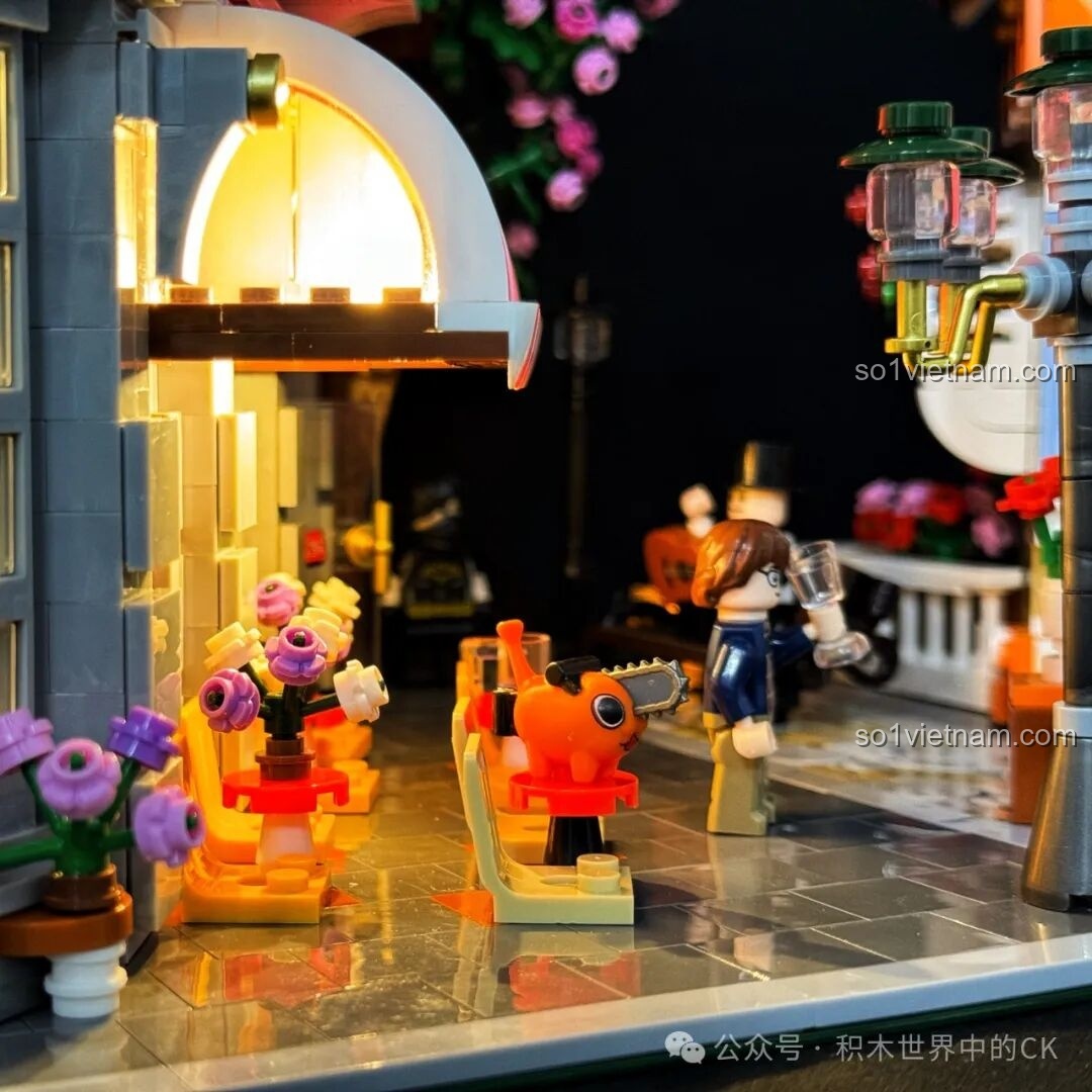 Chi tiết cây hoa anh đào và tòa nhà JIESTAR 89109 Nhà hàng Hoa Anh Đào