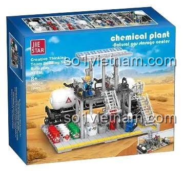 Hộp sản phẩm bộ đồ chơi JIESTAR JJ9014 Nhà Máy Hóa Chất: Trung Tâm Lưu Trữ Khí Tự Nhiên, mô hình công nghiệp chi tiết, có đèn LED, 704 mảnh ghép, phù hợp cho bé 8 tuổi