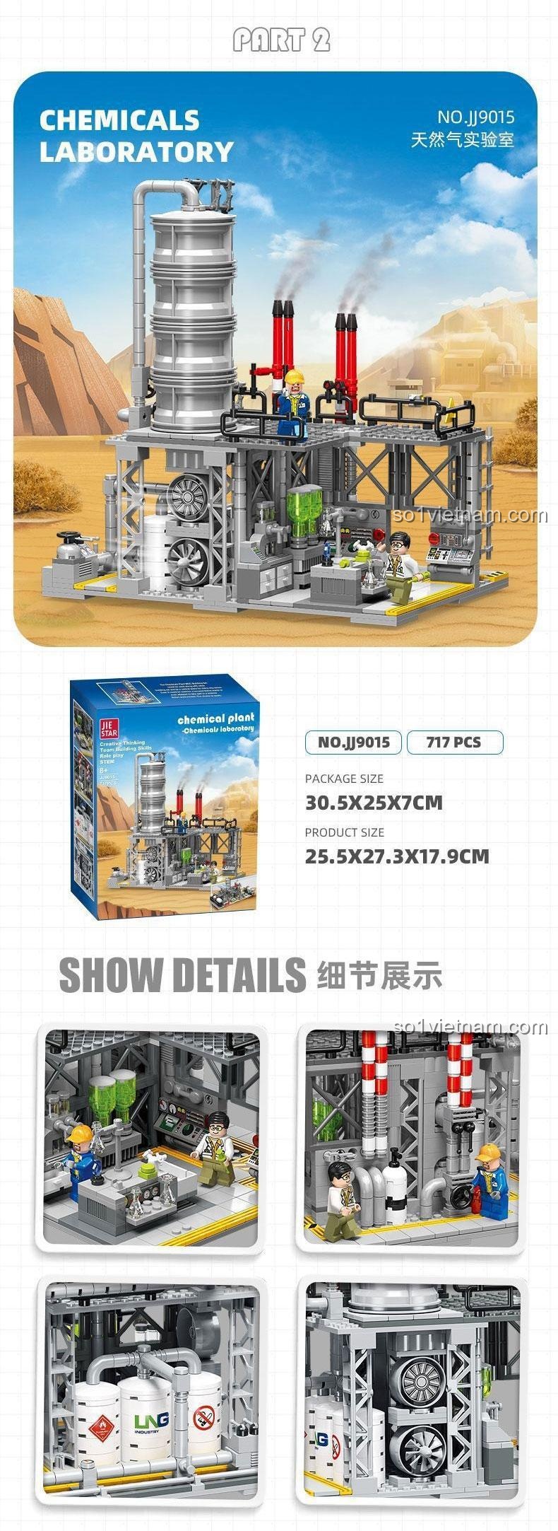 Mô hình chi tiết bộ đồ chơi JIESTAR JJ9014 Nhà Máy Hóa Chất: Trung Tâm Lưu Trữ Khí Tự Nhiên, mô hình công nghiệp chi tiết, có đèn LED, 704 mảnh ghép, phù hợp cho bé 8 tuổi