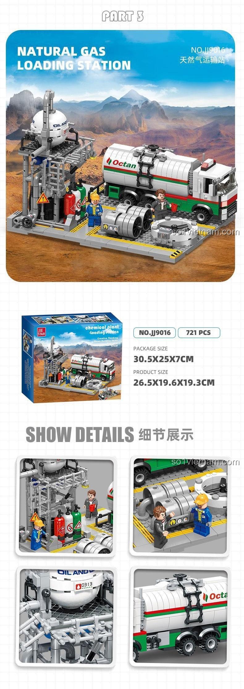 Mô hình chi tiết bộ đồ chơi JIESTAR JJ9014 Nhà Máy Hóa Chất: Trung Tâm Lưu Trữ Khí Tự Nhiên, mô hình công nghiệp chi tiết, có đèn LED, 704 mảnh ghép, phù hợp cho bé 8 tuổi