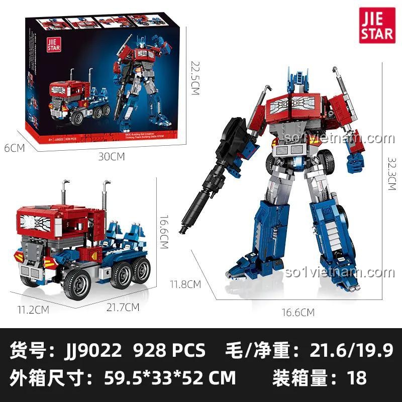 Kích thước hộp sản phẩm Robot Biến Hình Optimus Prime JIESTAR JJ9022