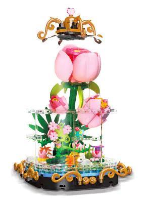 Mô hình bông hồng lung linh JIESTAR JJ9084, bộ lắp ghép hoa hồng, đồ chơi sáng tạo cho bé gái 6 tuổi, có đèn LED lung linh