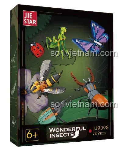 Hộp sản phẩm JIESTAR JJ9098 Côn trùng Tuyệt vời - Bộ lắp ghép đồ chơi giáo dục cho bé 6 tuổi