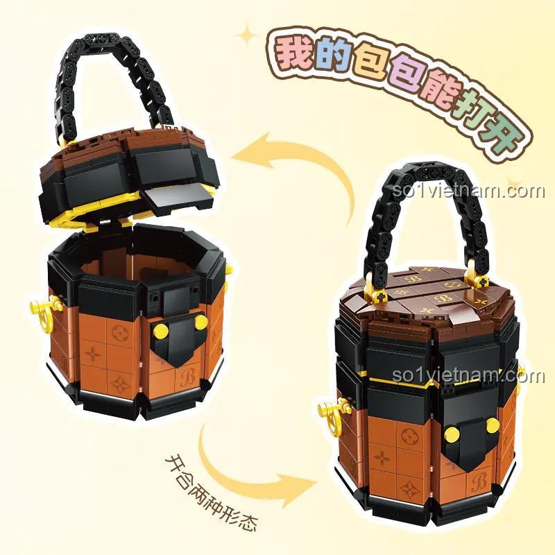 Túi Xách JIESTAR JJ9112 bộ đồ chơi lắp ghép mini block 622 chi tiết có thể mở ra hai dạng