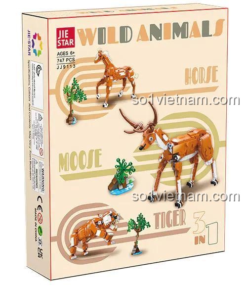 Mô hình Ngựa lắp ghép từ bộ JIESTAR JJ9113, đồ chơi xếp hình động vật hoang dã cho bé 6 tuổi