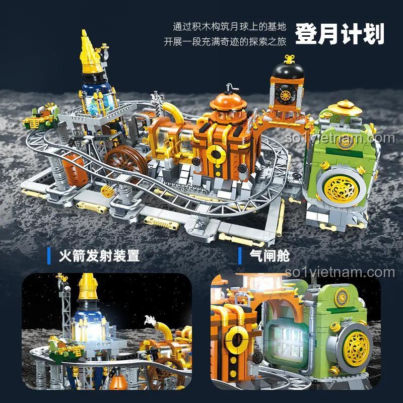 Bộ đồ chơi lắp ráp JIESTAR JJ9114 Trạm Mặt Trăng Steampunk, 2842 chi tiết, thiết kế sáng tạo, phù hợp cho trẻ em