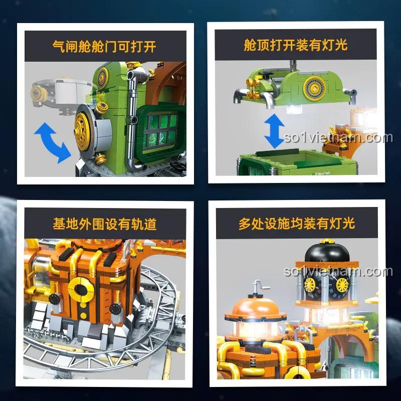 Bộ xếp hình JIESTAR JJ9114 Trạm Mặt Trăng Steampunk, 2842 mảnh, đồ chơi giáo dục cho bé 6 tuổi
