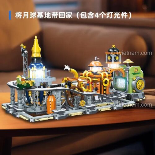 Trạm Mặt Trăng Steampunk JIESTAR JJ9114 - Bộ đồ chơi lắp ráp 2842 mảnh có đèn LED, món quà ý nghĩa cho bé trai 6 tuổi