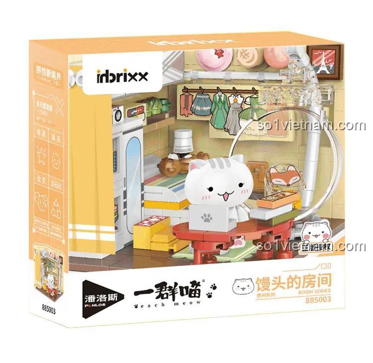 Mô hình mèo hoạt hình từ bộ lắp ghép 积乎inbrixx 885003 Nếu Lịch Sử Là Một Đàn Mèo Căn Phòng Của Mantou, đồ chơi giáo dục cho bé gái 6 tuổi