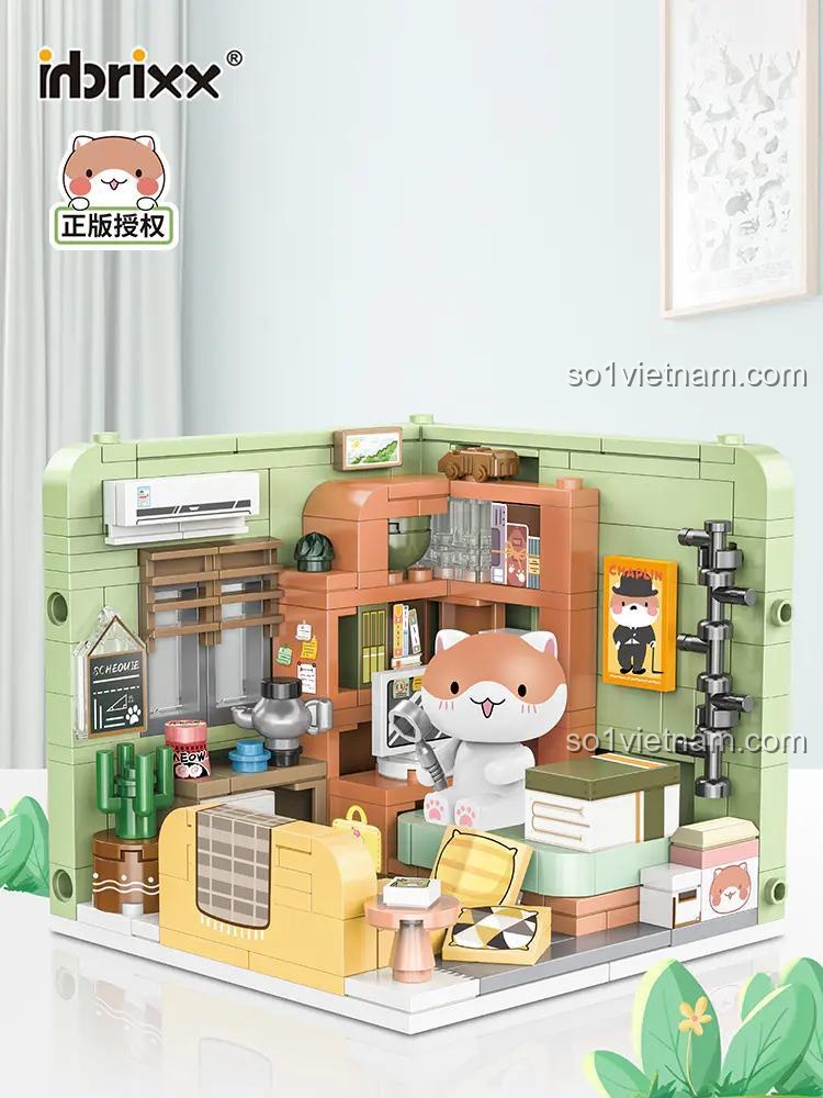 Bộ lắp ghép 积乎inbrixx 885004 Nếu Lịch Sử Là Một Đàn Mèo Phòng Của Mạt Hoa 258 mảnh, mô hình chi tiết, căn phòng ấm áp, phù hợp cho bé 6 tuổi, đồ chơi giáo dục