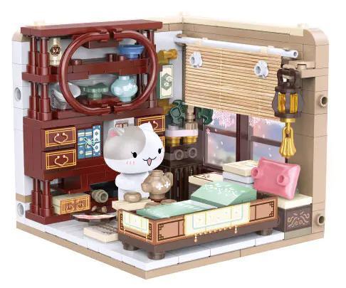 Mô hình bộ lắp ghép 积乎inbrixx 885007 Nếu Lịch Sử Là Một Đàn Mèo Phòng Đậu Hoa, đồ chơi giáo dục cho bé gái 6 tuổi, chi tiết cao, không gian ấm áp