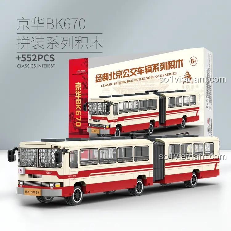 Mô Hình Xe Buýt Kinh Hoa BK670 00223A Jingwei Shidai, đồ chơi mô hình khớp nối, chi tiết nội thất, giá rẻ