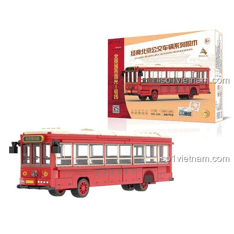 Bộ đồ chơi 003-23A Xe Buýt Du Lịch Bắc Kinh, mô hình và hộp sản phẩm, 348 mảnh ghép, chất lượng cao, giá tốt cho bé trai 6 tuổi.