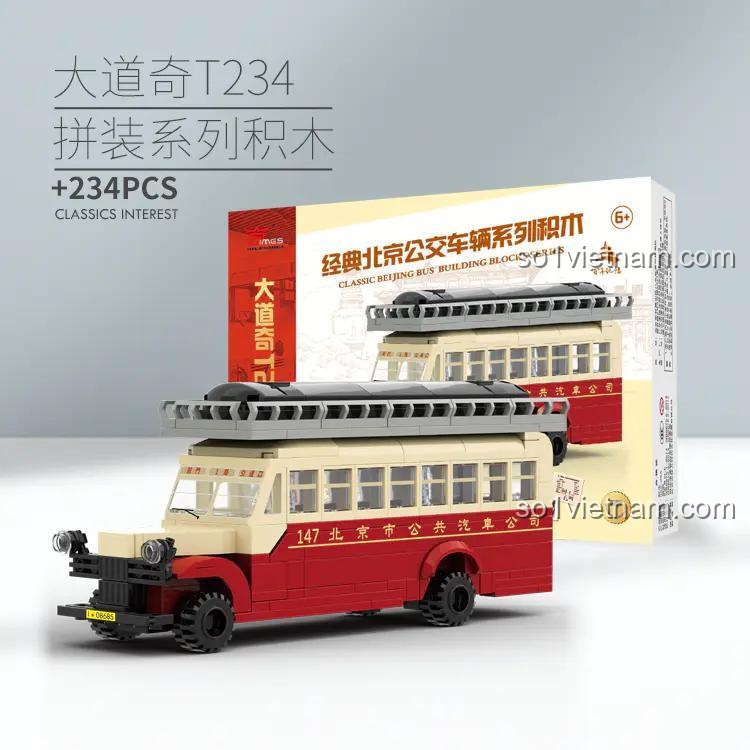 Mô hình xe buýt cổ điển 23A, Xe buýt công cộng Bắc Kinh 234. Mô hình xe buýt cổ điển Bắc Kinh Jingwei Shidai 004-23A với hộp ghi 234PCS, tái hiện xe buýt Dodge T234 234, phù hợp bé trai 6 tuổi.