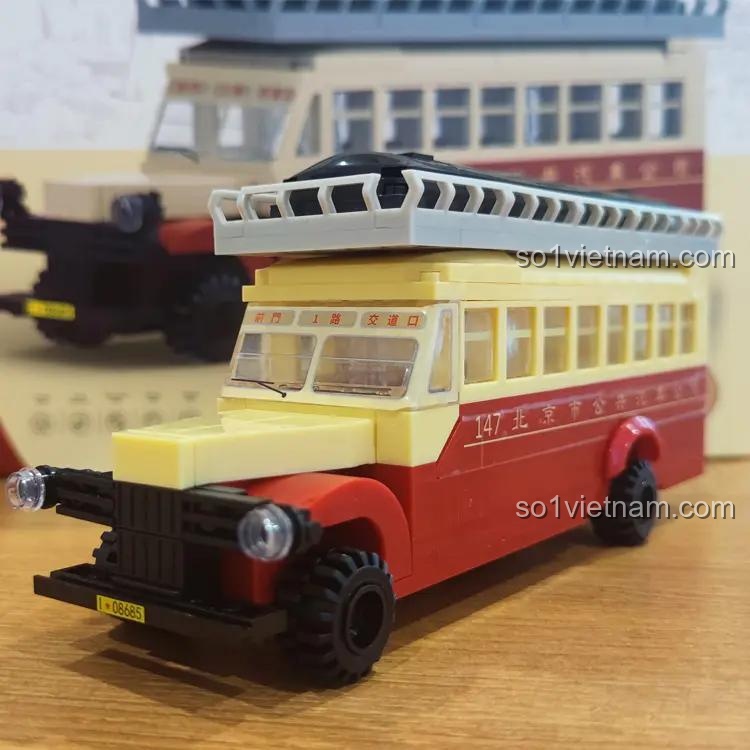 đồ chơi mô hình Xe buýt Dodge T234, bộ đồ chơi Jingwei Shidai. Ảnh review thực tế mô hình Jingwei Shidai 004 23A Xe buýt cổ điển Bắc Kinh, chất lượng tốt, mô hình xe buýt cổ điển 23A cho bé trai 6 tuổi.