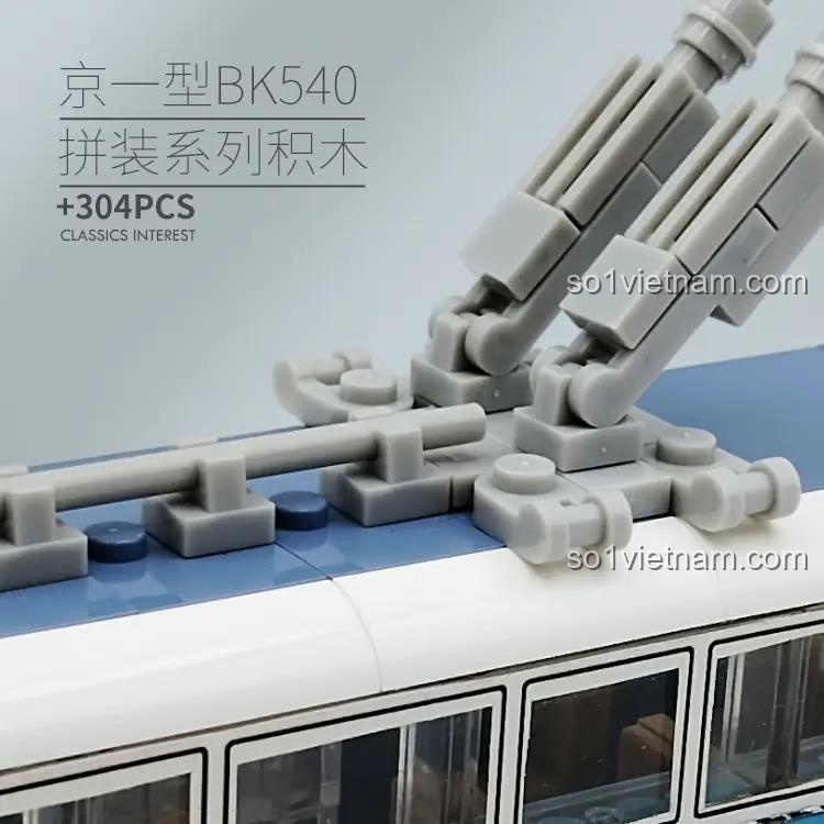 Jingwei Shidai 005-23A Xe buýt điện không ray BK540, chi tiết mái xe, 304 mảnh ghép, đồ chơi xây dựng cho bé trai 6 tuổi