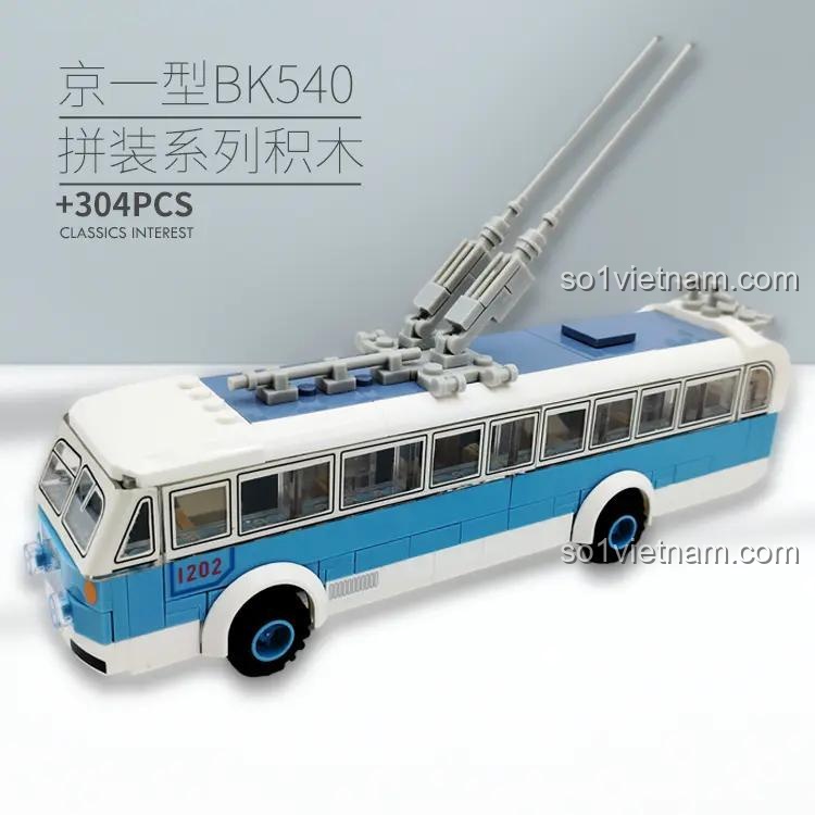 bộ lắp ghép 23A Xe buýt điện không ray BK540, mô hình tỉ lệ 1:40, 304 mảnh ghép, phù hợp bé trai 6 tuổi, giá tốt