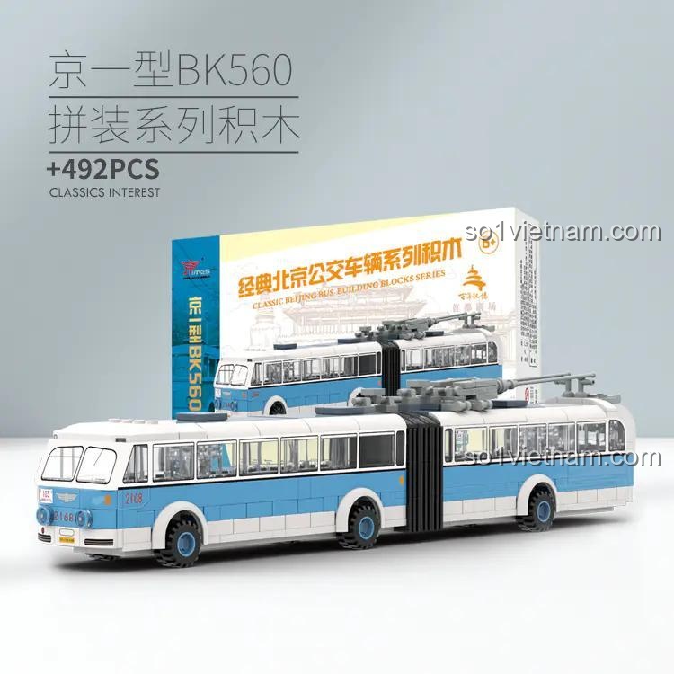 bộ lắp ghép Xe Buýt Jingyi BK560 Jingwei Shidai 006-23A, hộp sản phẩm nhiều mô hình xe buýt, đồ chơi lắp ráp cho bé trai 6 tuổi.