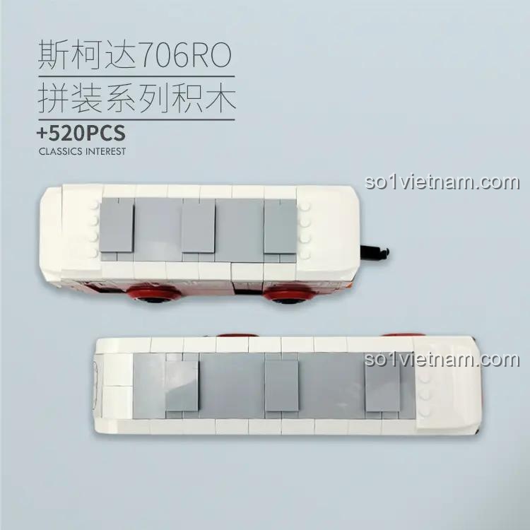 Chi tiết đầu và đuôi đồ chơi mô hình Xe buýt công cộng Bắc Kinh 007-23A, khối lắp ghép tinh xảo, cho bé trai.