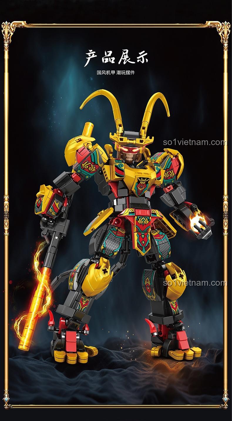 Mô hình JIQILE 46071 Robot Hắc Ngộ Không nhìn từ phía trước, thiết kế ấn tượng.