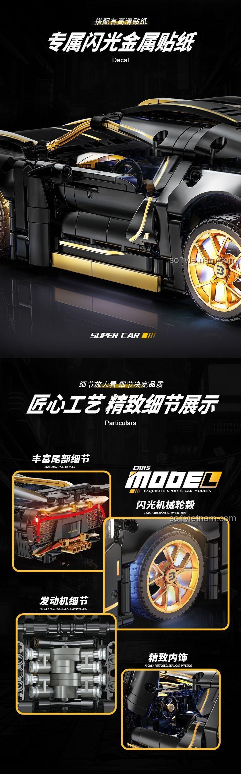 đồ chơi lắp ráp Bugatti Divo Jizuan, chi tiết tinh xảo, decal kim loại độc quyền, mô hình siêu xe J2020 cho bé trai 8 tuổi, đáng tiền