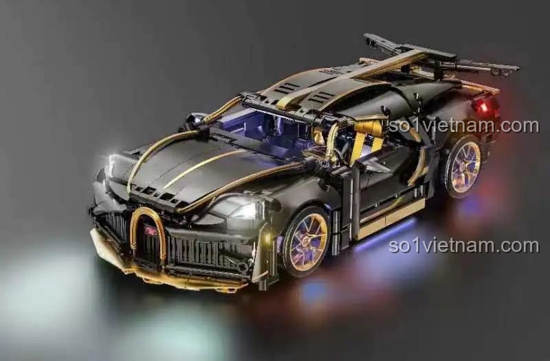 đồ chơi mô hình Bugatti Divo Jizuan, siêu xe Bugatti Divo có đèn LED sáng, mô hình lắp ráp cho bé trai 8 tuổi, giá rẻ