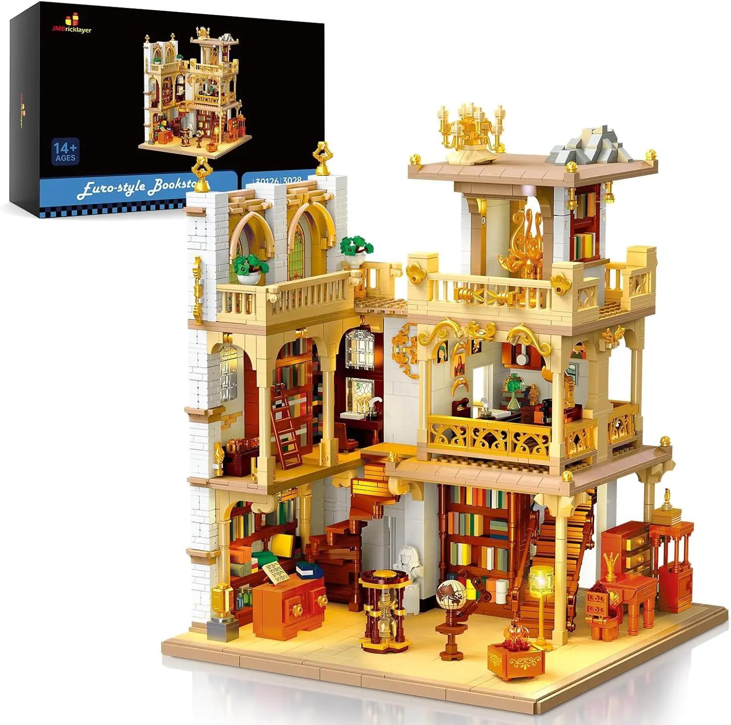 Hộp sản phẩm JMBricklayer 30126 Thư viện Châu Âu, bộ lắp ghép kiến trúc Châu Âu 3028 mảnh, đồ chơi sáng tạo cho người lớn và trẻ trên 14 tuổi