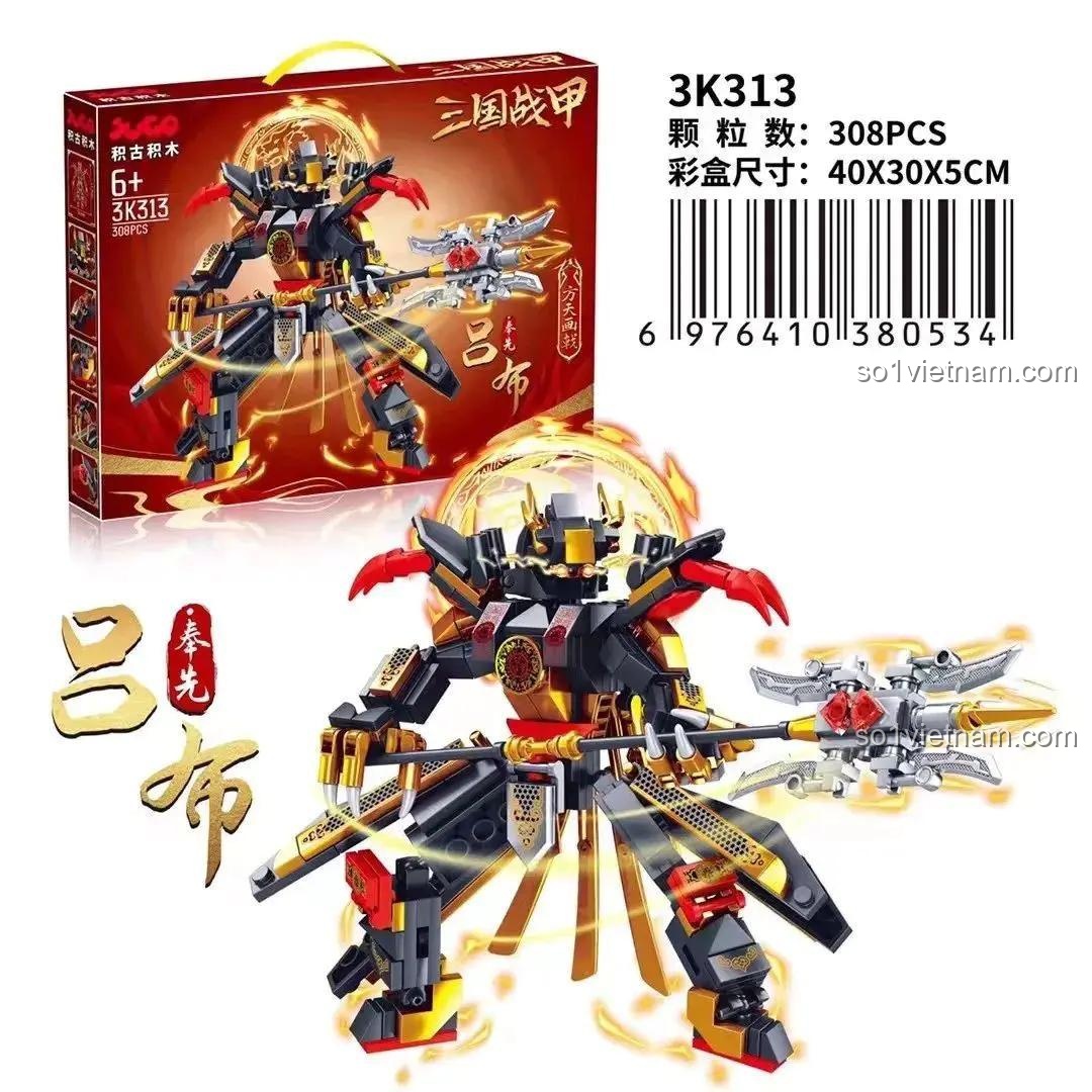 Hộp bộ đồ chơi Robot Lữ Bố JUGO 3K313, mô hình Mecha Lữ Bố 313, đồ chơi lắp ghép cho bé trai 6 tuổi, giá tiết kiệm