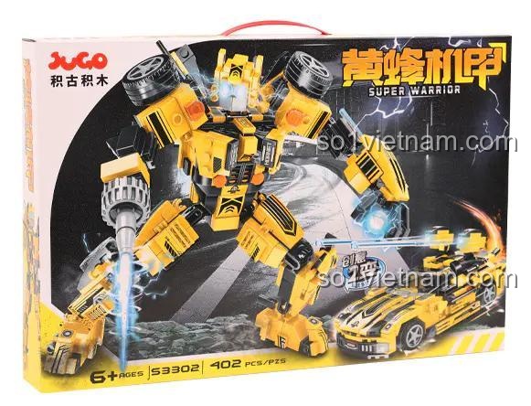 Hộp đồ chơi lắp ráp JUGO S3302 Robot Biến Hình Chiến Binh Ong Vàng, đồ chơi xây dựng cho bé trai 6 tuổi, chất lượng cao