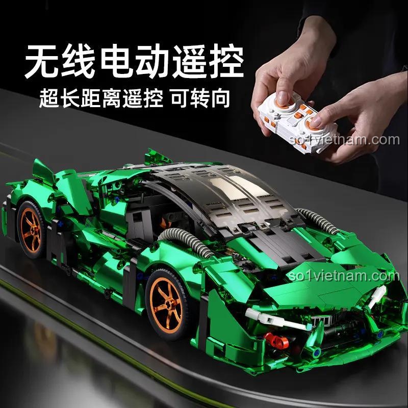 Bộ lắp ghép Lamborghini 3000 tỉ lệ 1:14 có điều khiển từ xa siêu xa, đồ chơi STEM cho bé trai 6 tuổi
