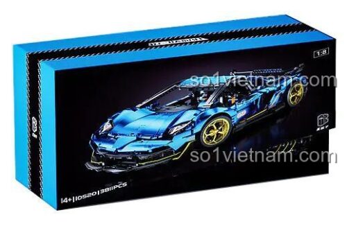 Hình ảnh hộp sản phẩm của bộ xếp hình K-box 10520, mô hình Siêu xe Lamborghini Aventador SVJ tỉ lệ 1:8, chất lượng cao.