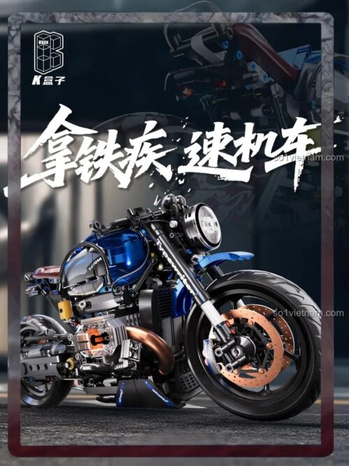 Ảnh poster của đồ chơi mô hình Xe máy Cafe Racer K-Box 10546, bộ lắp ráp tỉ lệ 1:5 với chi tiết tinh xảo, chất lượng cao.