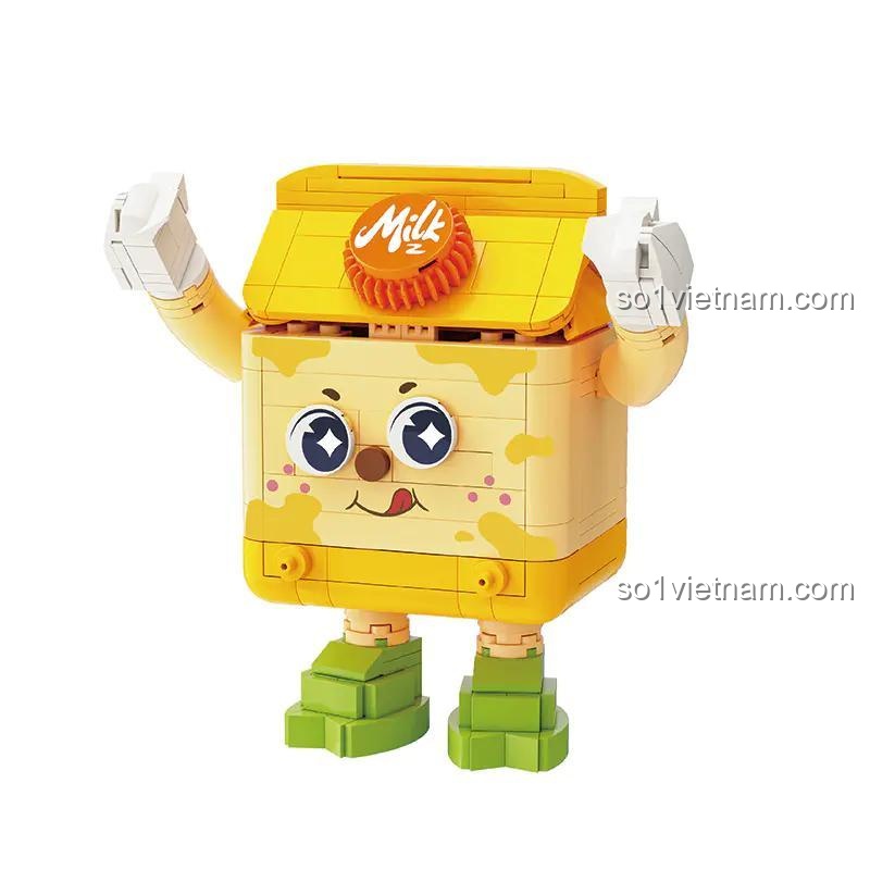 Bộ lắp ghép Hộp Sữa Dừa 99014 từ hãng Kaido, thiết kế ngộ nghĩnh, màu vàng tươi sáng, phù hợp cho trẻ 8 tuổi.