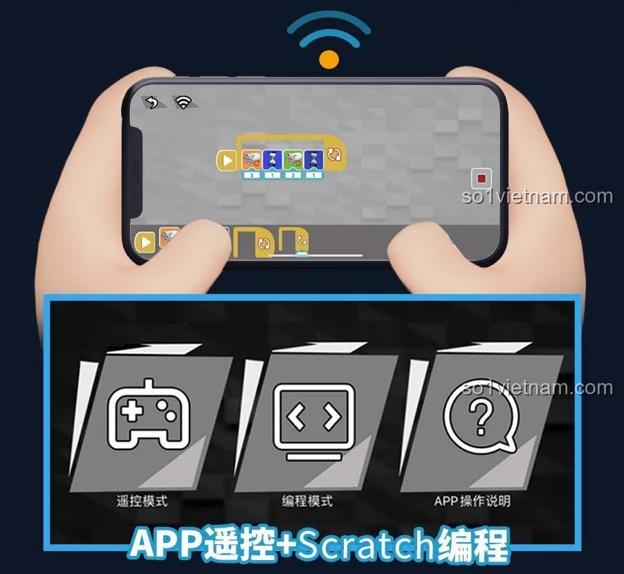 Ứng dụng điều khiển và lập trình Scratch cho bộ lắp ghép Kaido KD99001, đồ chơi giáo dục STEM cho bé trai 8 tuổi, siêu tiết kiệm.