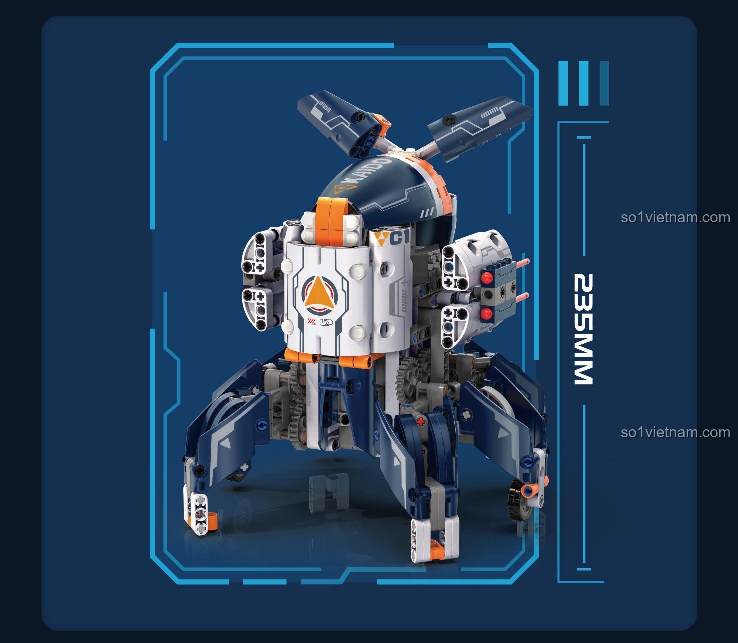 Kích thước mô hình Robot Tương Lai Kaido KD99001 (cao 23.5cm), đồ chơi mô hình cho bé trai 8 tuổi, giá rẻ.