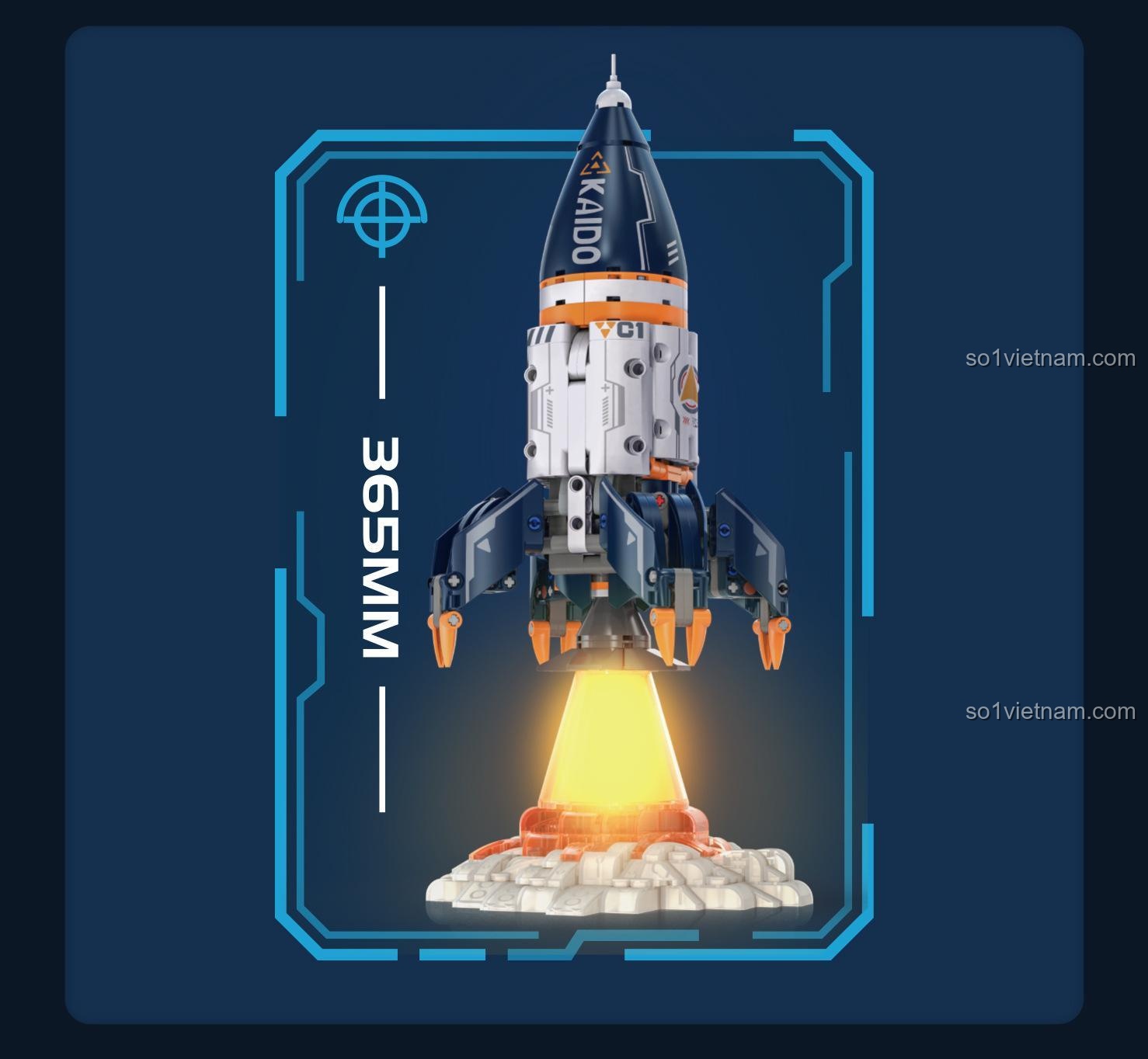 Kích thước mô hình Tên Lửa Không Gian Kaido KD99001 (cao 36.5cm), đồ chơi mô hình cho bé trai 8 tuổi, chất lượng cao.