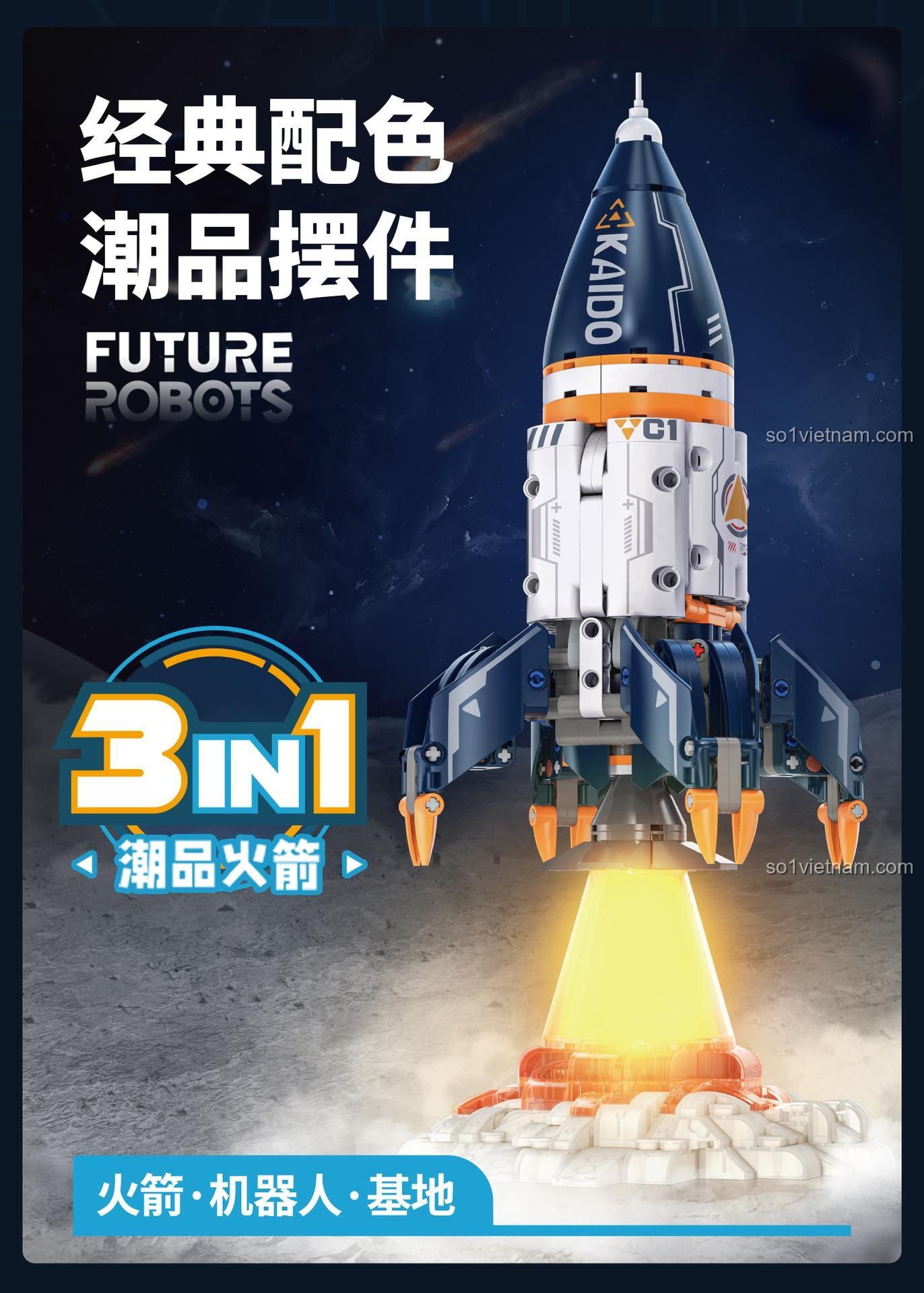 Mô hình Tên Lửa Không Gian Kaido KD99001 với màu sắc cổ điển, đồ chơi mô hình cho bé trai 8 tuổi, giá hời.