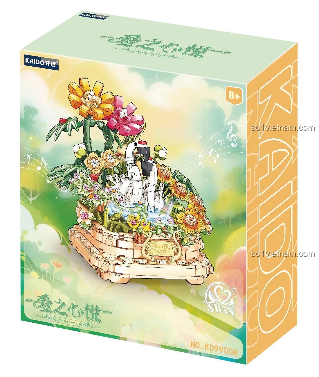 Hộp sản phẩm Kaido KD99008 Forever Love You, bộ lắp ghép hoa, quà tặng ý nghĩa cho bé gái 8 tuổi
