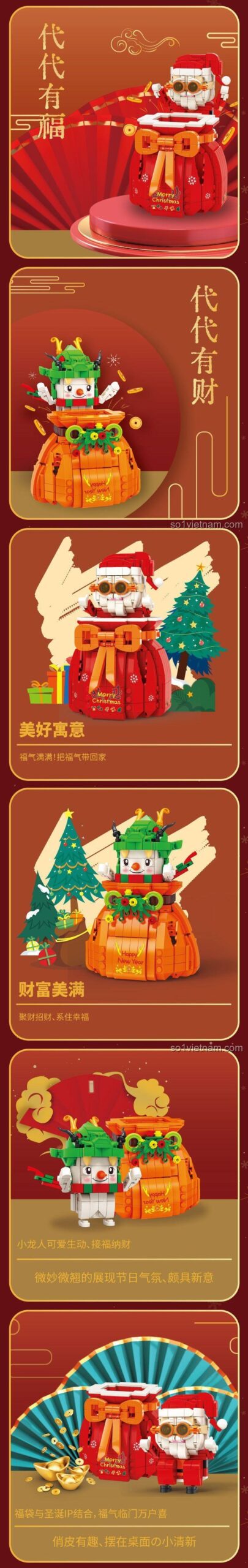 Mô hình Túi May Mắn Người Tuyết KAIDO KD99011 và Ông Già Noel trang trí