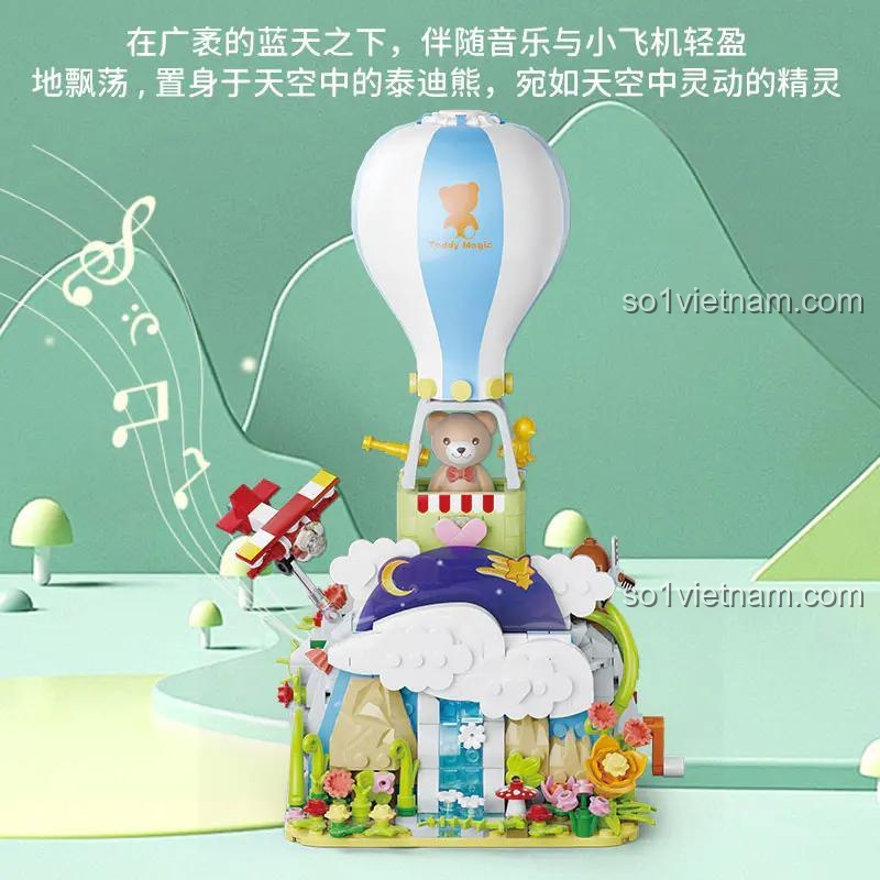 Mô hình Khinh khí cầu Gấu Teddy Phiêu lưu Mộng mơ Kaido KD99015 với âm nhạc và máy bay