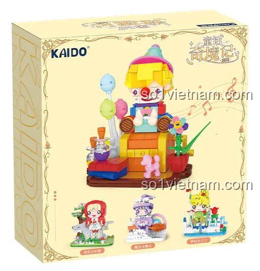 Mặt sau hộp bộ lắp ghép Kaido KD99026, giới thiệu các mẫu lắp được khác trong series, phù hợp bé gái 8 tuổi.